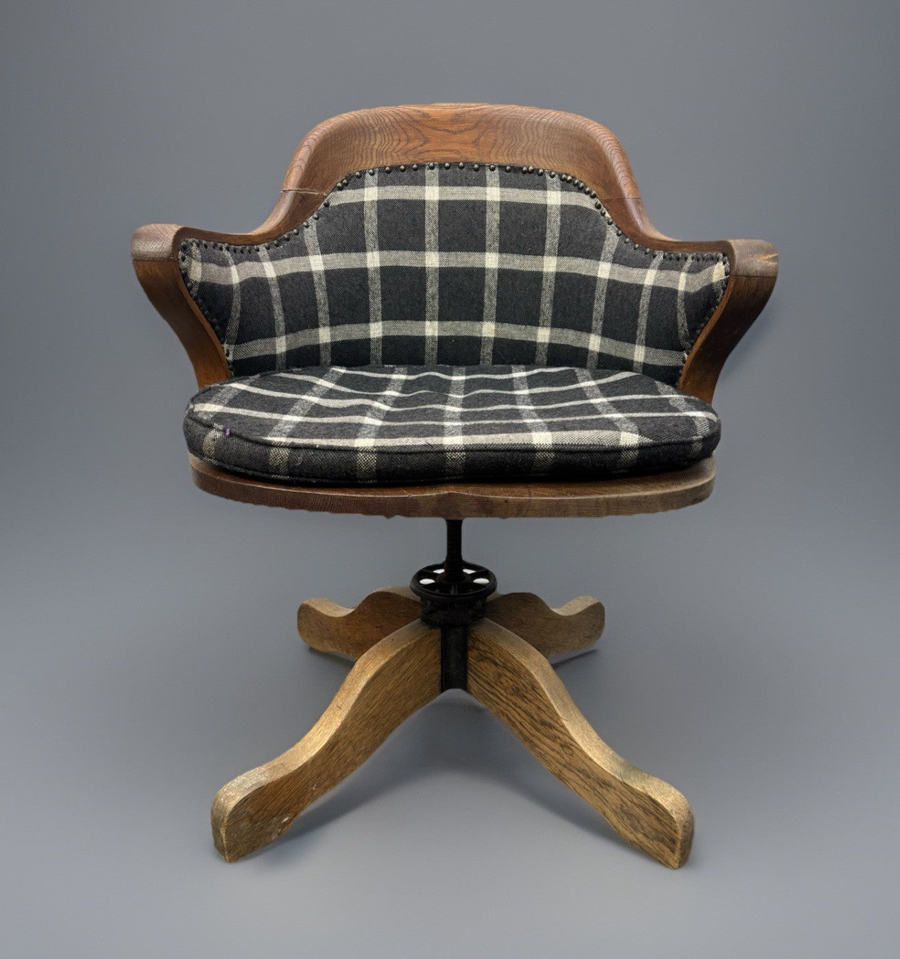 Amerikanischer Drehstuhl Büro Schreibtisch Officechair Art Deco Antik