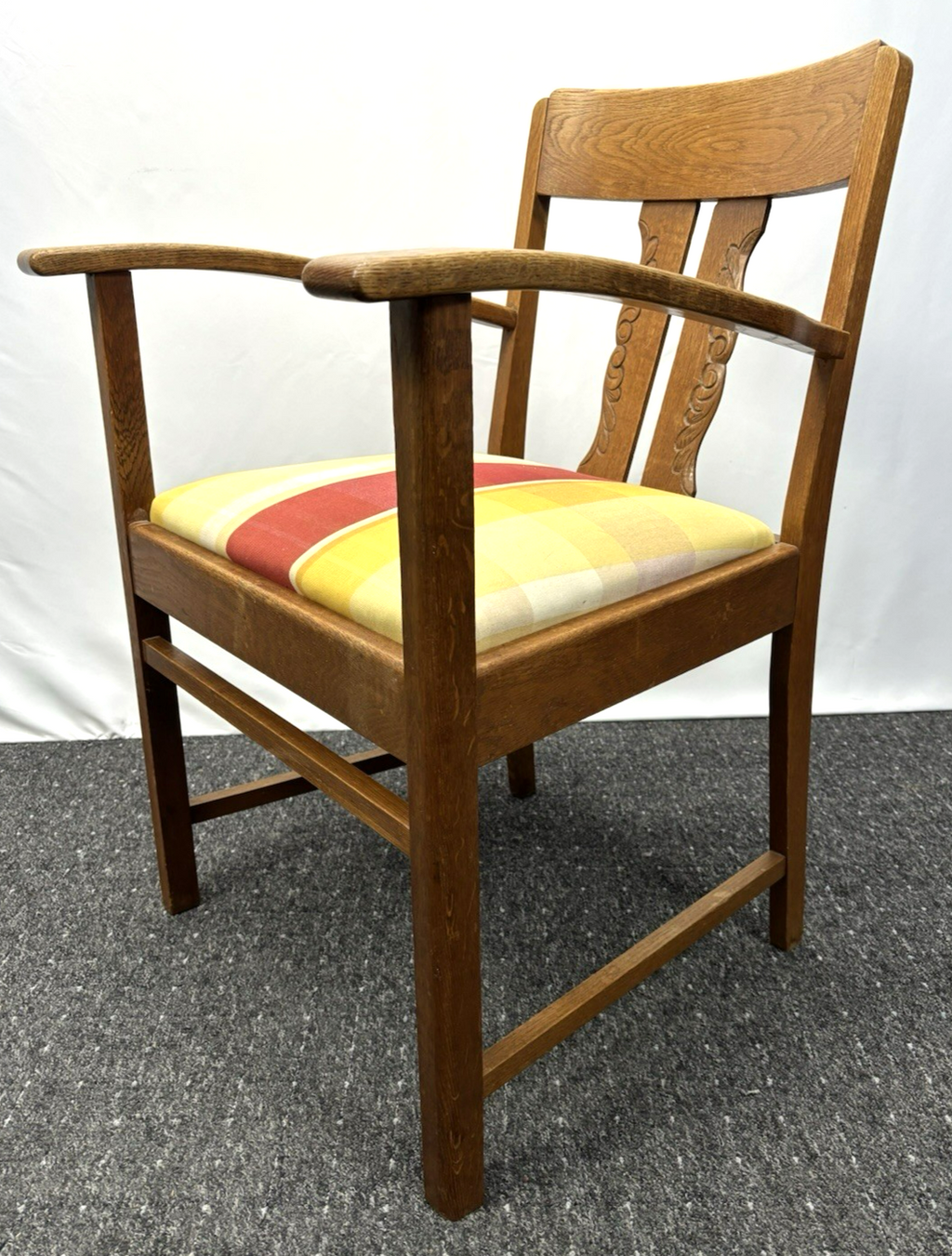 Armlehnstuhl Art Deco Vintage Büro Holzschnitzarbeiten