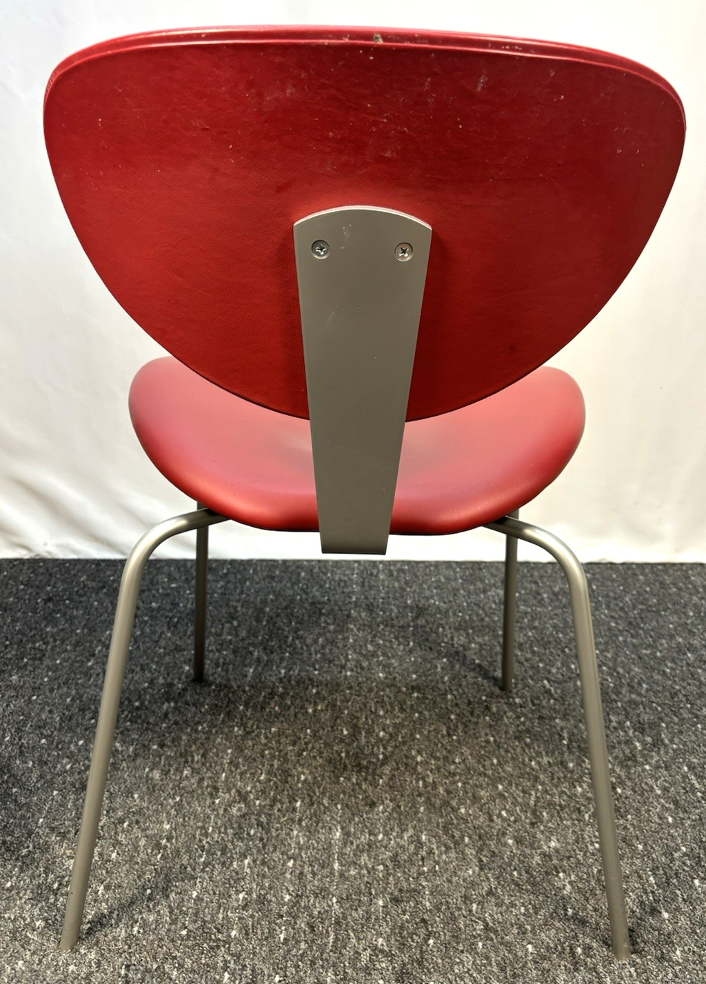 Calligaris Stuhl Küchenstuhl Büro Art Deco Bauhaus Vintage Edelstahl Leder