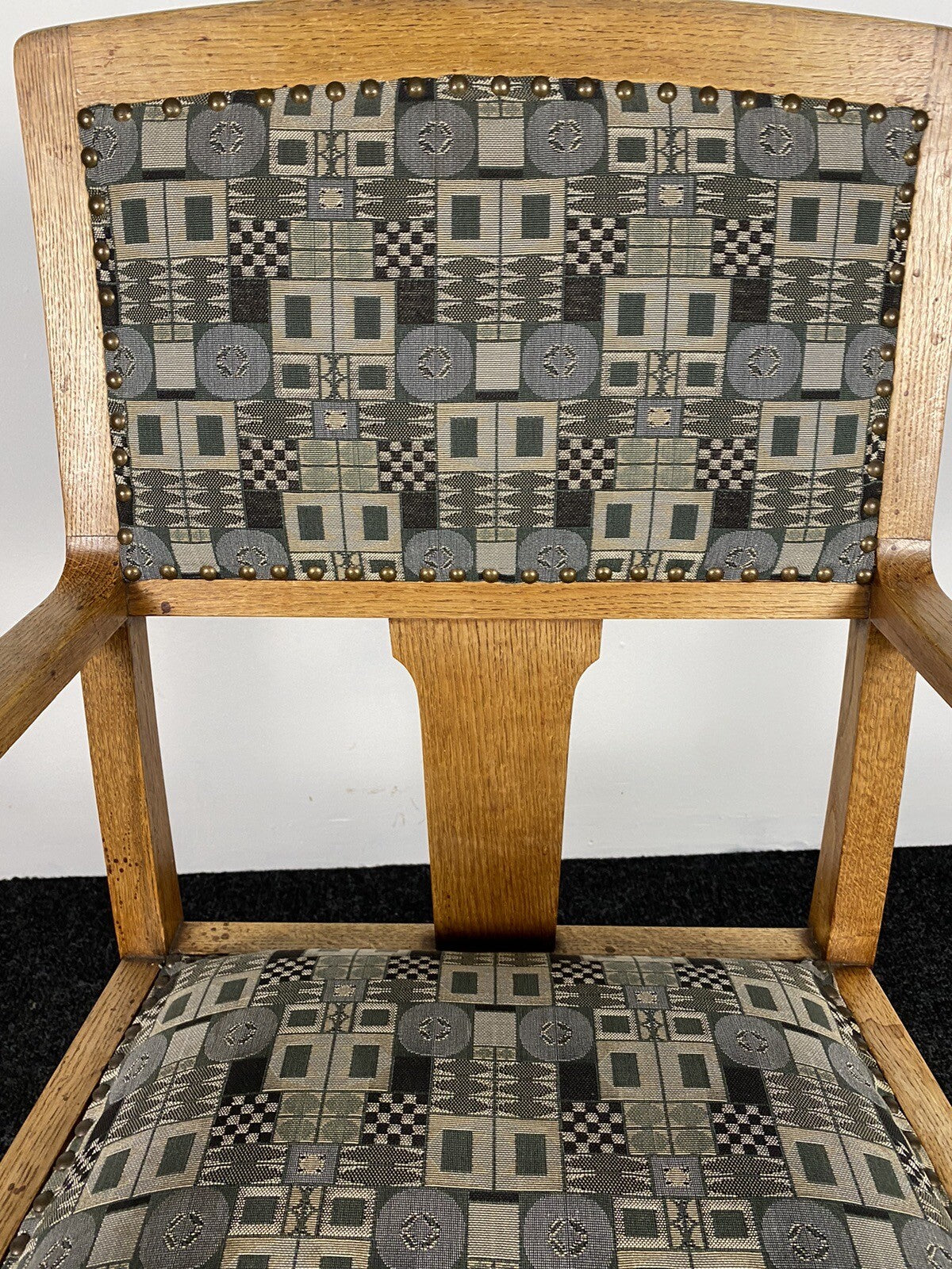 1von 5 Bürostuhl Stoff Wiener Werkstätte Entwurf Josef Hoffmann Art Deco Bauhaus