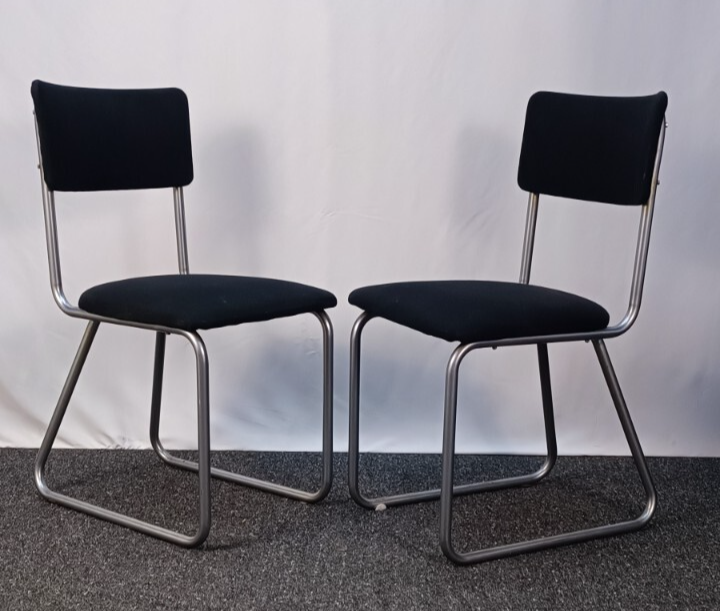 1 von 2 Stühlen Stuhl Bauhaus Stahlrohr Vintage Stahlrohrmöbel Gispen Stil