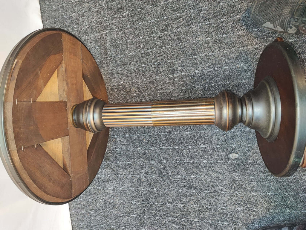 Vintage Guéridon Beistelltisch Säulentisch Holz Bronze Patina Historismus Antik