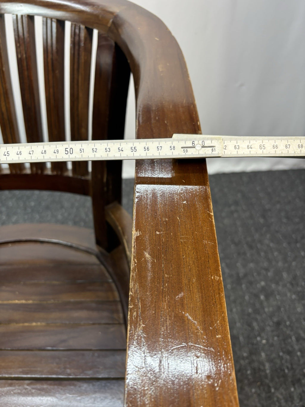 Teakholz Stuhl Kolonialstil Massivholz Armlehne Vintage Esszimmer Sessel 1