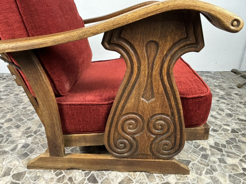 Fernsehsessel Rauchersessel Sitzmaschine Brutalist Art Deco Antik Massivholz
