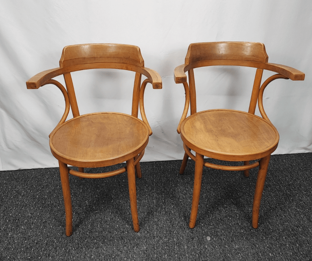 2x Bugholz Armlehnstuhl Paar Kaffeehausstuhl Thonet-Stil Vintage Buche - Wesel Antik Kunst Vintage