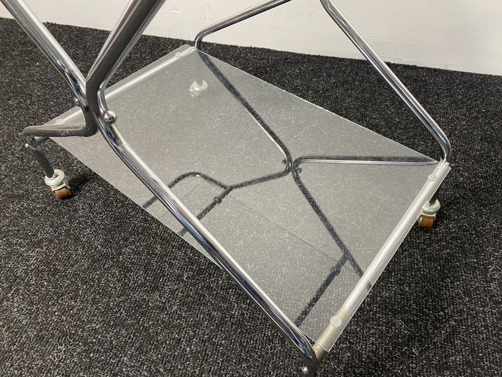 Servierwagen Barwagen Küchenwagen Stahlrohr Bauhaus Glas