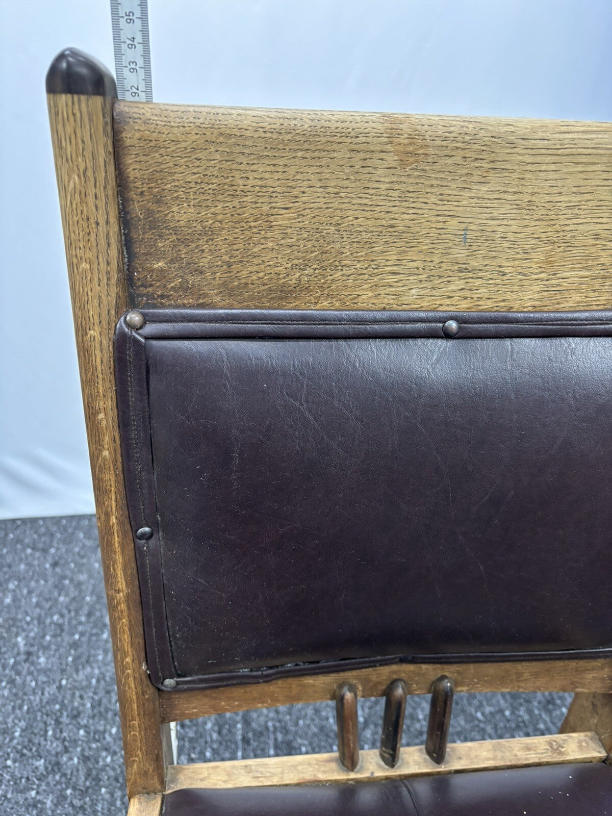 Massiv Holzstuhl Leder Art Deco Vintage Büro Esszimmer Massivholz Eiche