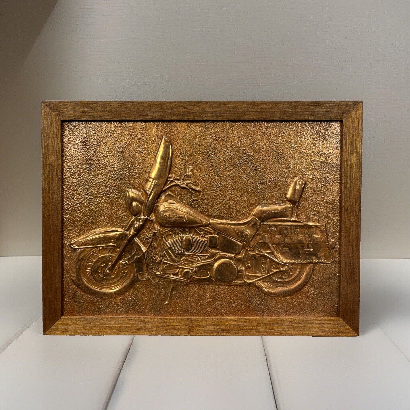 Kupferbild Harley Davidson Kupferstich Vintage mit Rahmen 45 x 34 cm