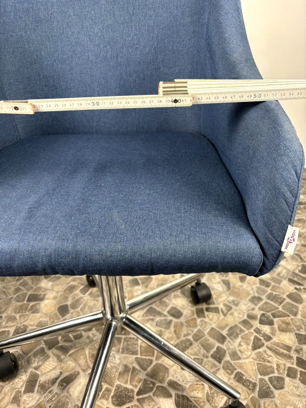 1 von 4 Büro/ Esszimmer Drehstuhl höhenverstellbar Vintage Blue Fabric