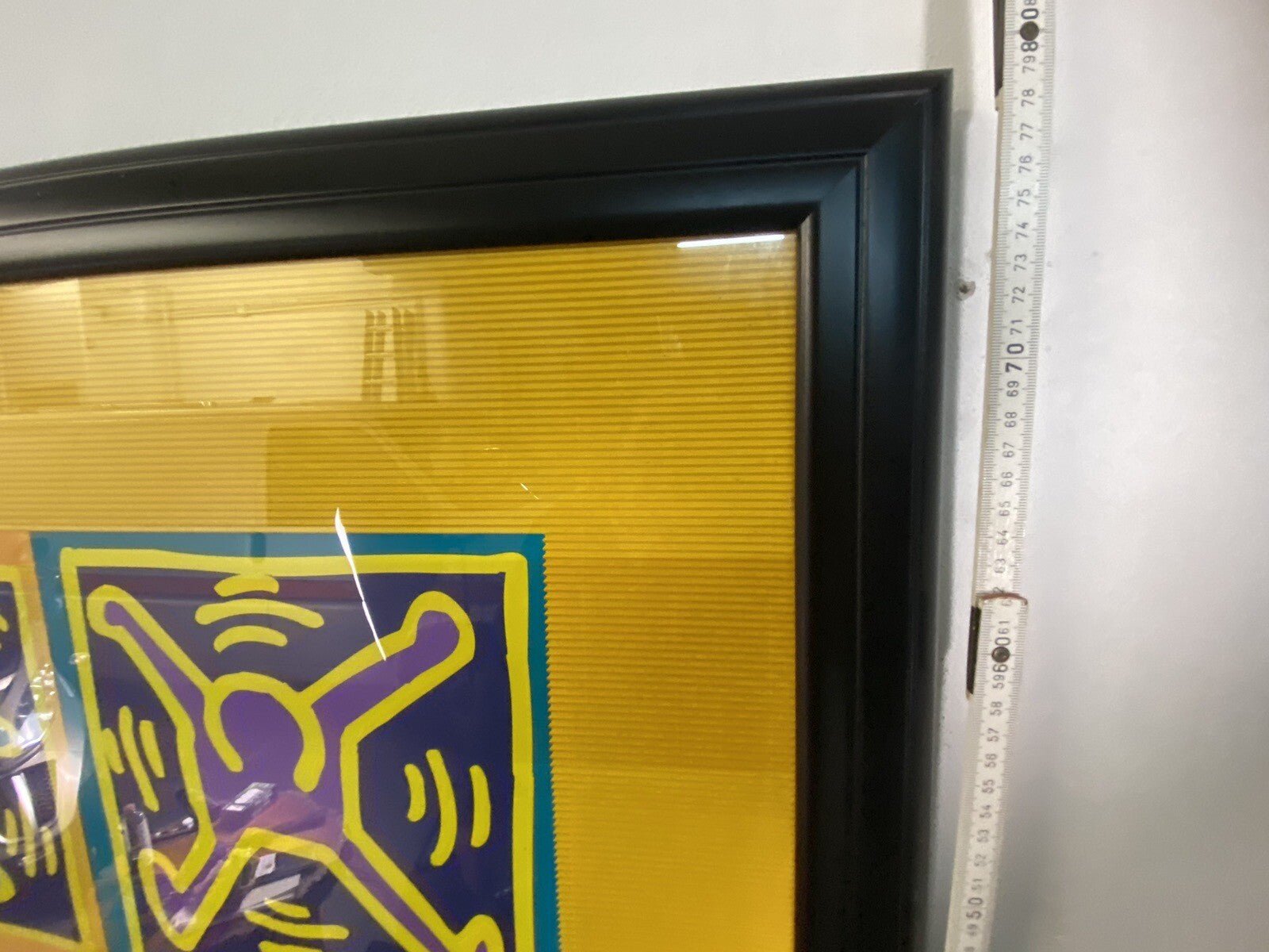 Bild Keith Haring Dancers Yellow 70x90 cm im schwarzen Rahmen/ Glas - Wesel Antik Kunst Vintage