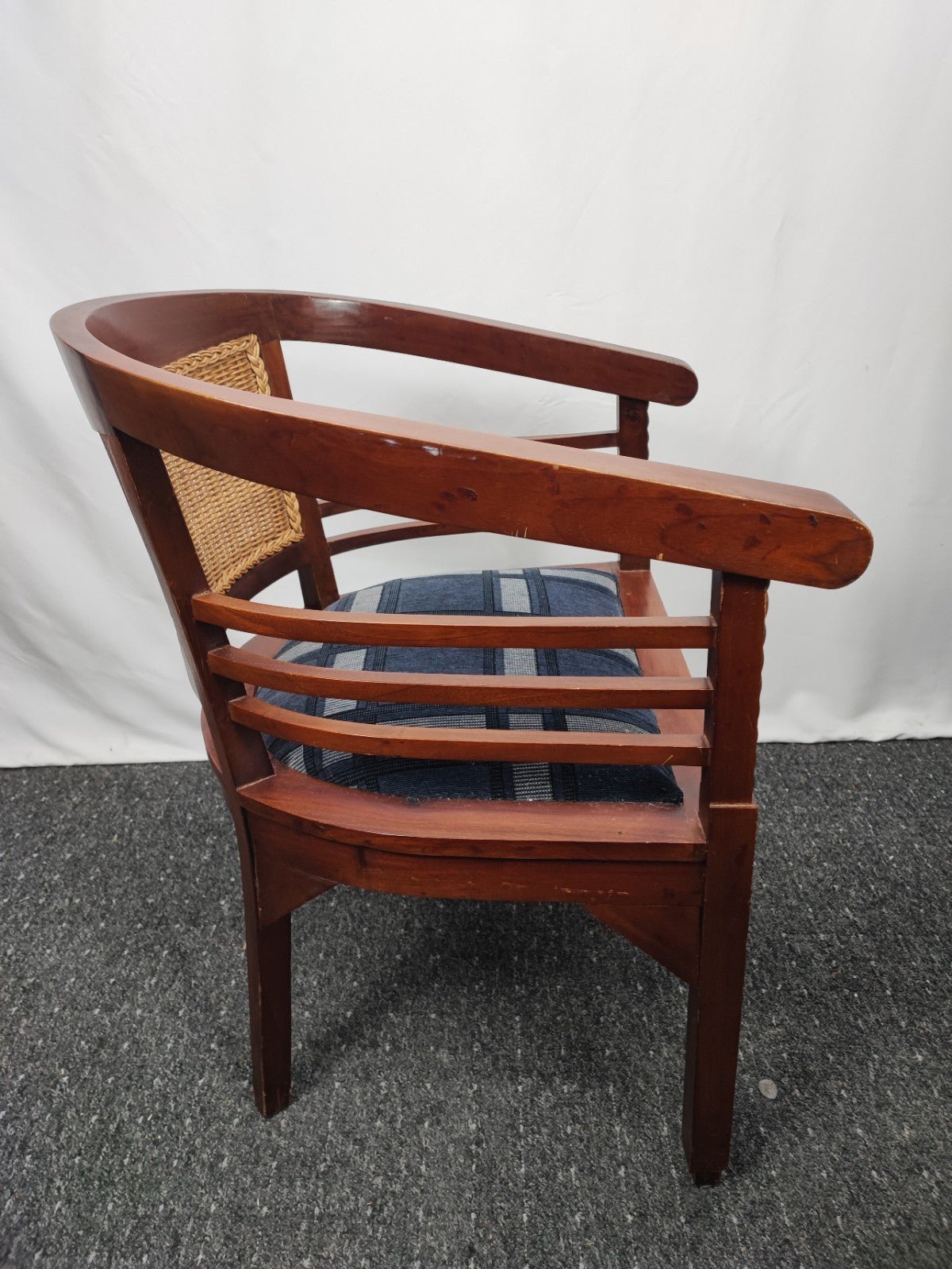 Kolonialstil Armlehnstuhl Massivholz Rattan Sessel Korbstuhl Polstersitz Vintage - Wesel Antik Kunst Vintage