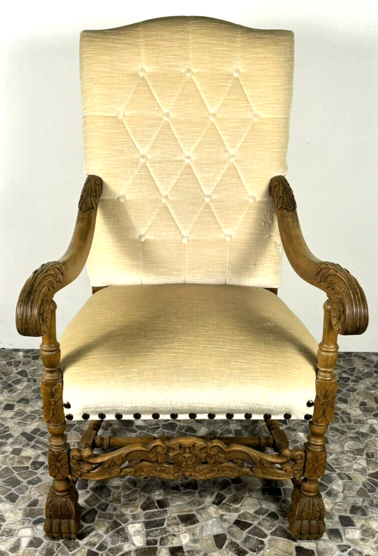 Thronsessel Art Deco Salonsessel Barockstil Massivholz Schnitzarbeiten