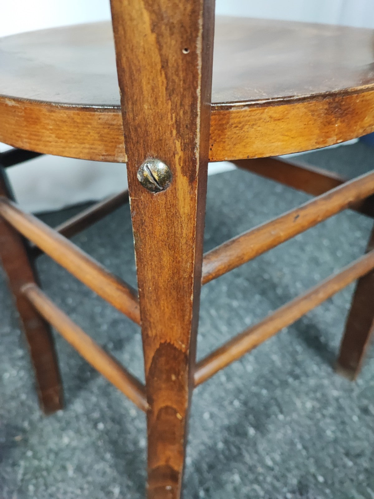 2x Vintage Bistrostuhl Café Stuhl Massivholz Sprossenlehne Küchenstuhl Braun