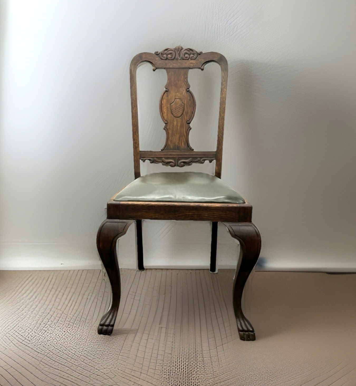 Landhaus Stuhl Massivholz Antik Art Deco Holzschnitzarbeiten Büro Schreibtisch