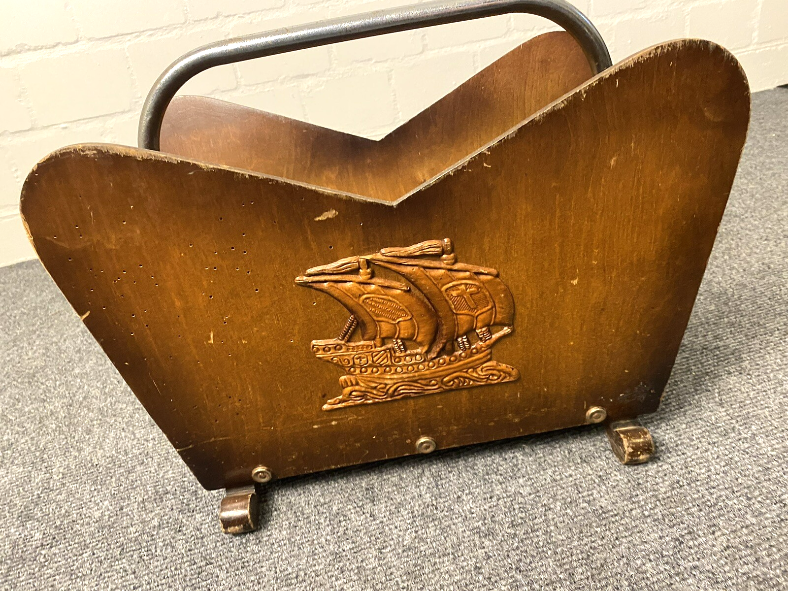 Zeitschriftenhalter / Ständer Holz Antik, Art Deco Stahlrohrmöbel, Eiche