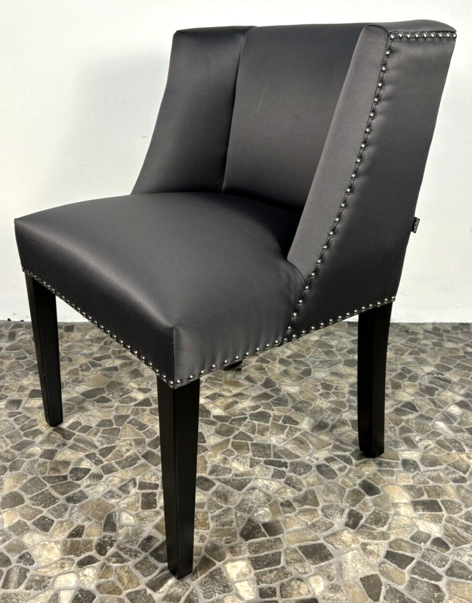 EICHHOLTZ St James Design Esszimmerstuhl dunkelgrau satiniert Vintage Polster