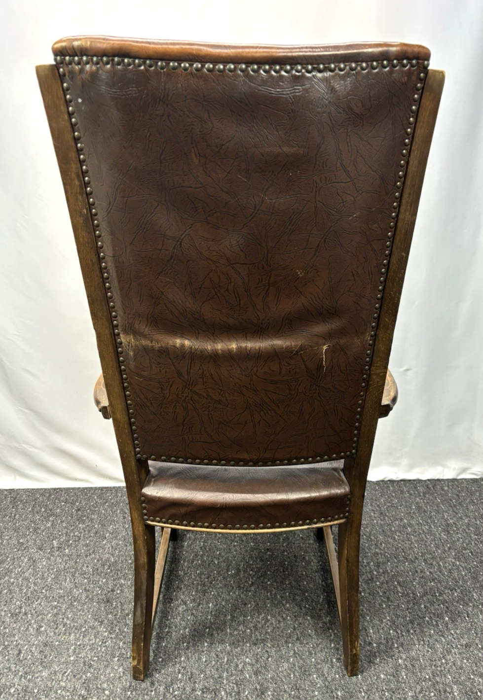 Thronstuhl Armlehnstuhl Antik Art Deco Massivholz Leder Hochlehner