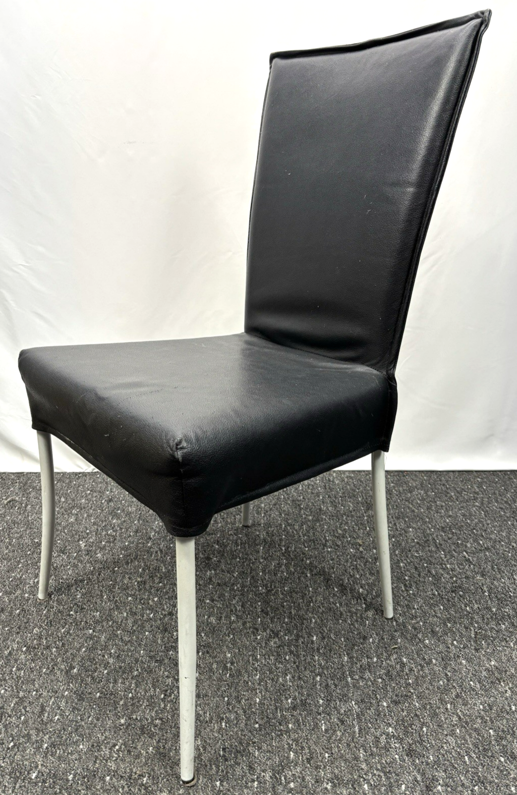 1 von 2 Hochlehner Esszimmer Stuhl Leder Vintage Stahlrohr schwarz Effezeta