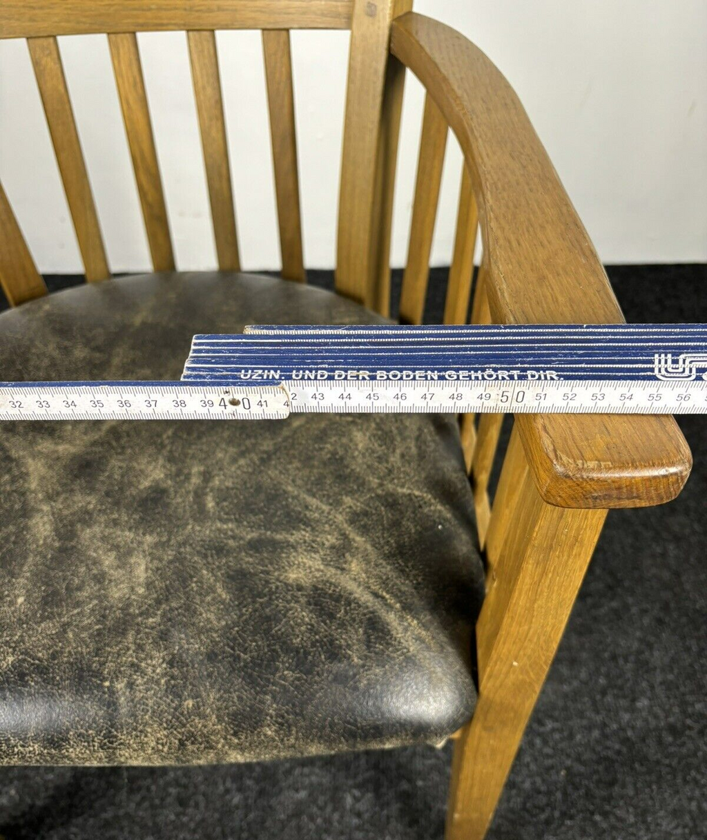 Armlehnstuhl Holz Leder Esszimmer Büro Vintage Art Deco