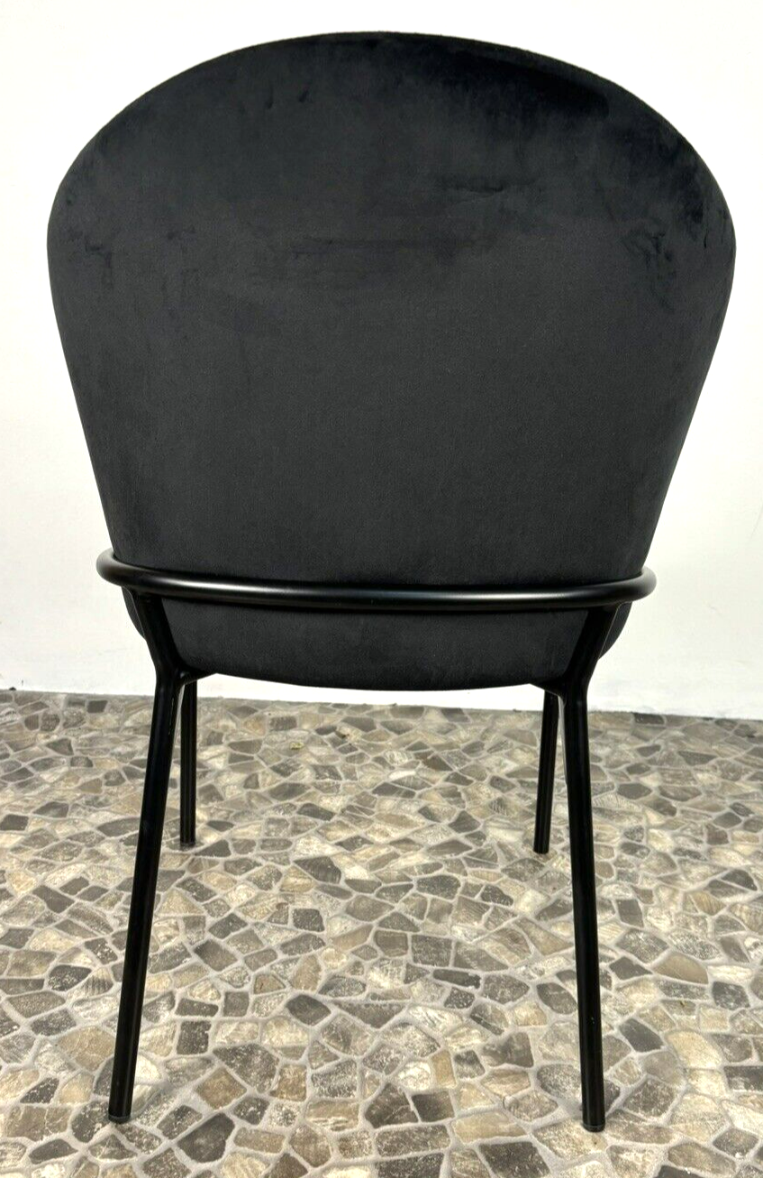 EICHHOLTZ Voltane Design Willis Esszimmerstuhl Mitternachtsblau Samtbez. Vintage