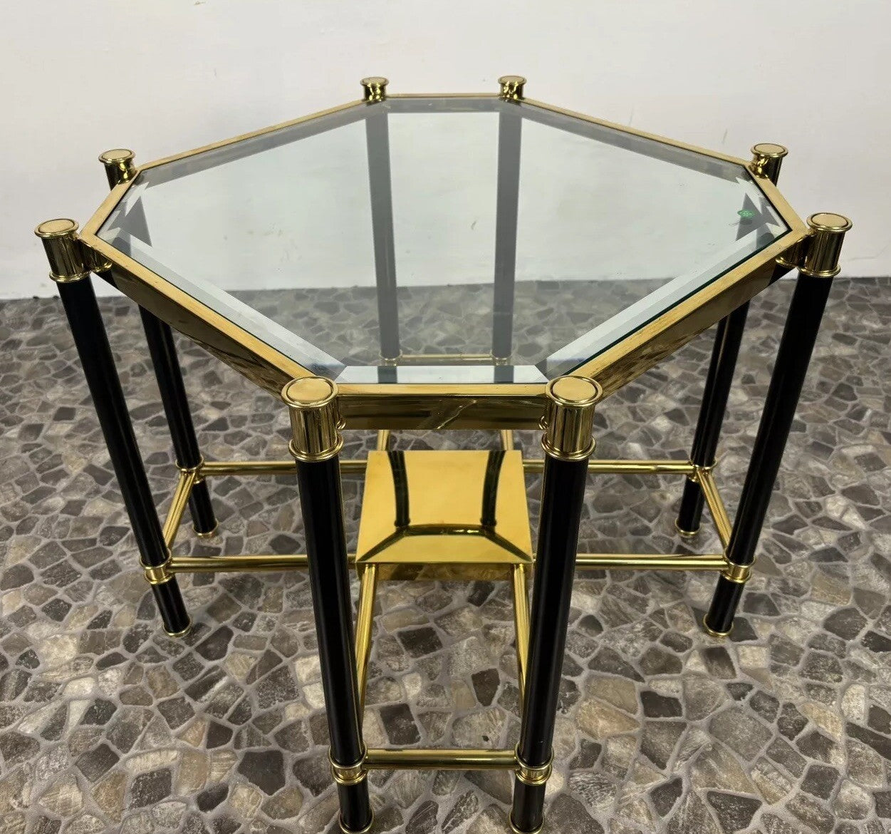 EICHHOLZ Florence Beistelltisch Regency Gold & Mattschwarz Finish Design Vintage