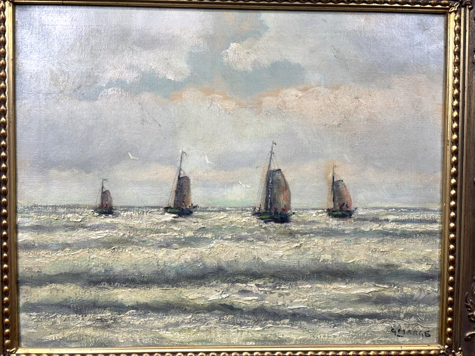 Ölgemälde Gerrit Marre Bild "Segelschiffe Nr.1" signiert  gerahmt ca. 63 x 53 cm