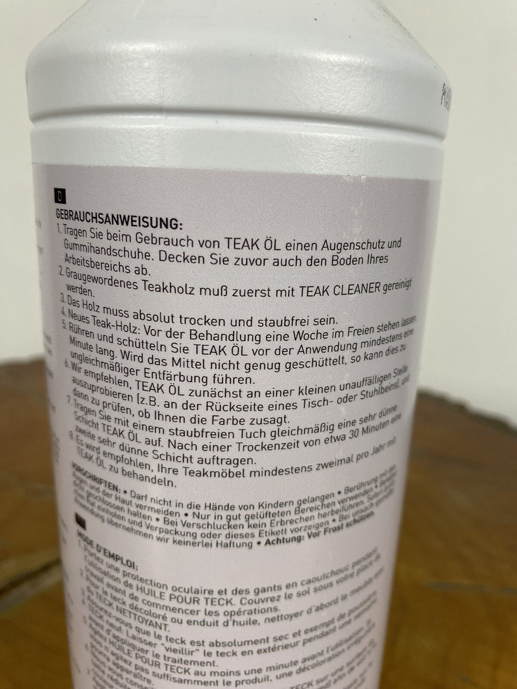 6 Flaschen a 1000ml Teak Öl bzw. Reiniger frei kombinierbar Holz Möbel Terrasse