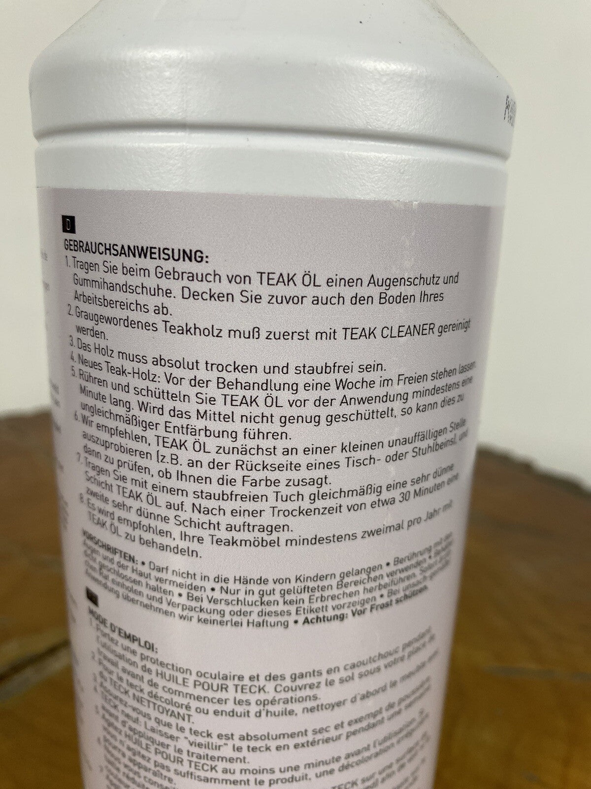 6 Flaschen a 1000ml Teak Öl bzw. Reiniger frei kombinierbar Holz Möbel Terrasse