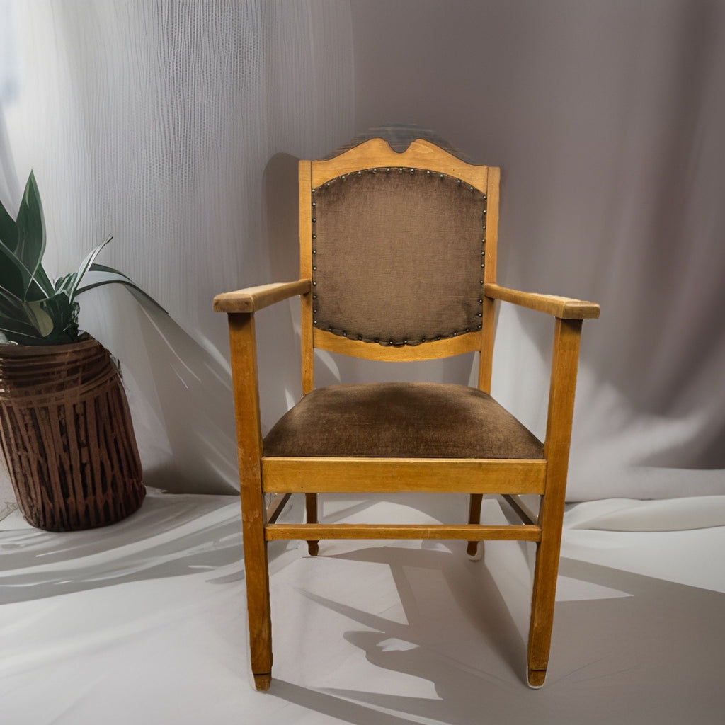 1 von 2 Armlehnstuhl Büro Esszimmer Art Deco Vintage Massivholz 