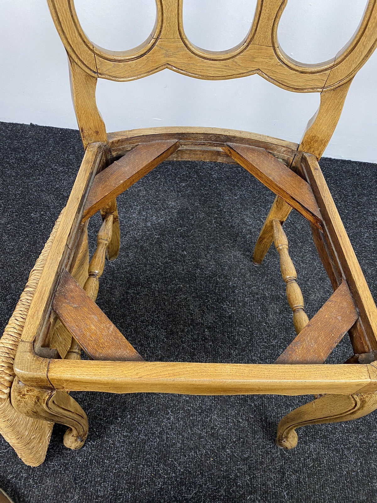 4er Stuhlset, Chippendale Stil, Esszimmer, Küche, ArtDeco, geflochtener Sitz