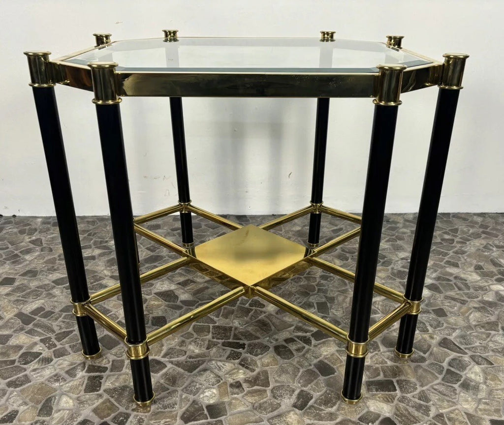 EICHHOLZ Florence Beistelltisch Regency Gold & Mattschwarz Finish Design Vintage
