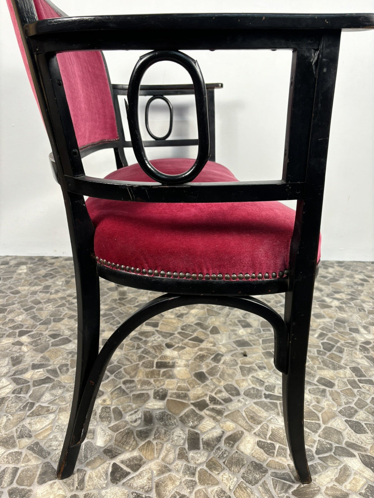 ORIGINAL Gebrüder Thonet Sitzbank Kanapee Antik Bugholz neu gepolstert Art Deco