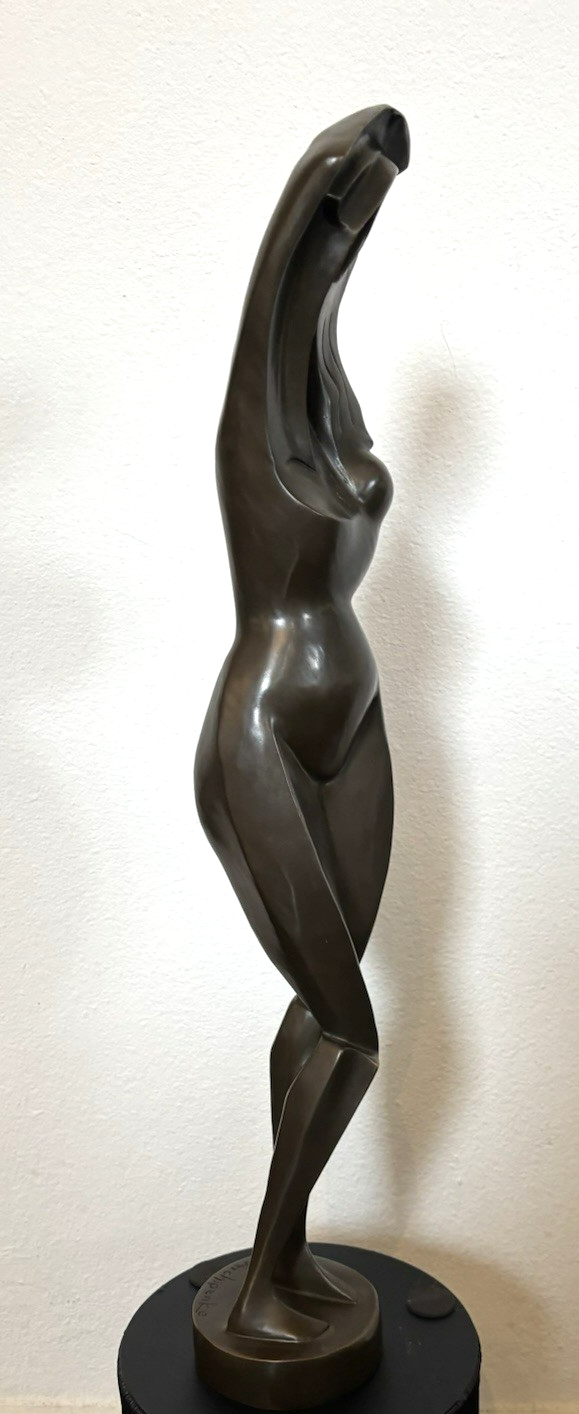 Bronze Skulptur Frau im Stil Archipenko  Abstrakte Moderne Kunst Kubismus 58 cm