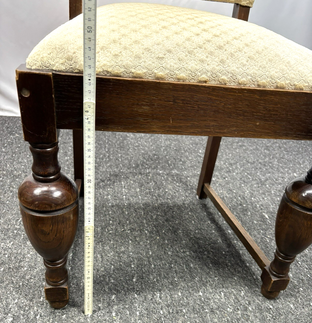 4er Set Esszimmer Stuhl Massivholz Stoffbezug Art Deco Vintage