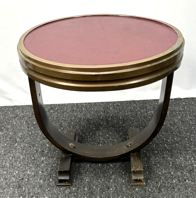 Tisch Rund Beistelltisch Art Deco Vintage Antik Kupfer Holz ca. 53 cm