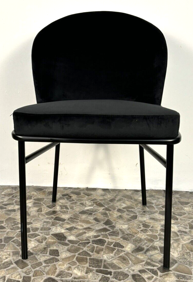 EICHHOLTZ Voltane Design Willis Esszimmerstuhl Mitternachtsblau Samtbez. Vintage