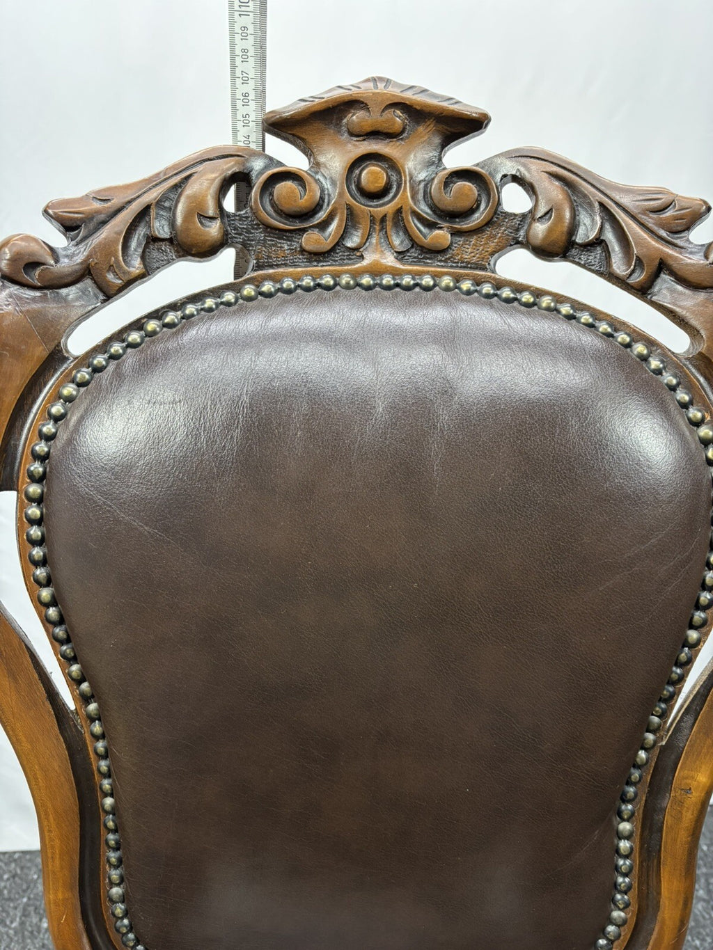 Stuhl Set 4tlg, Barock, Art Deco, Leder, Holzschnitzarbeiten, Esszimmer, Antik