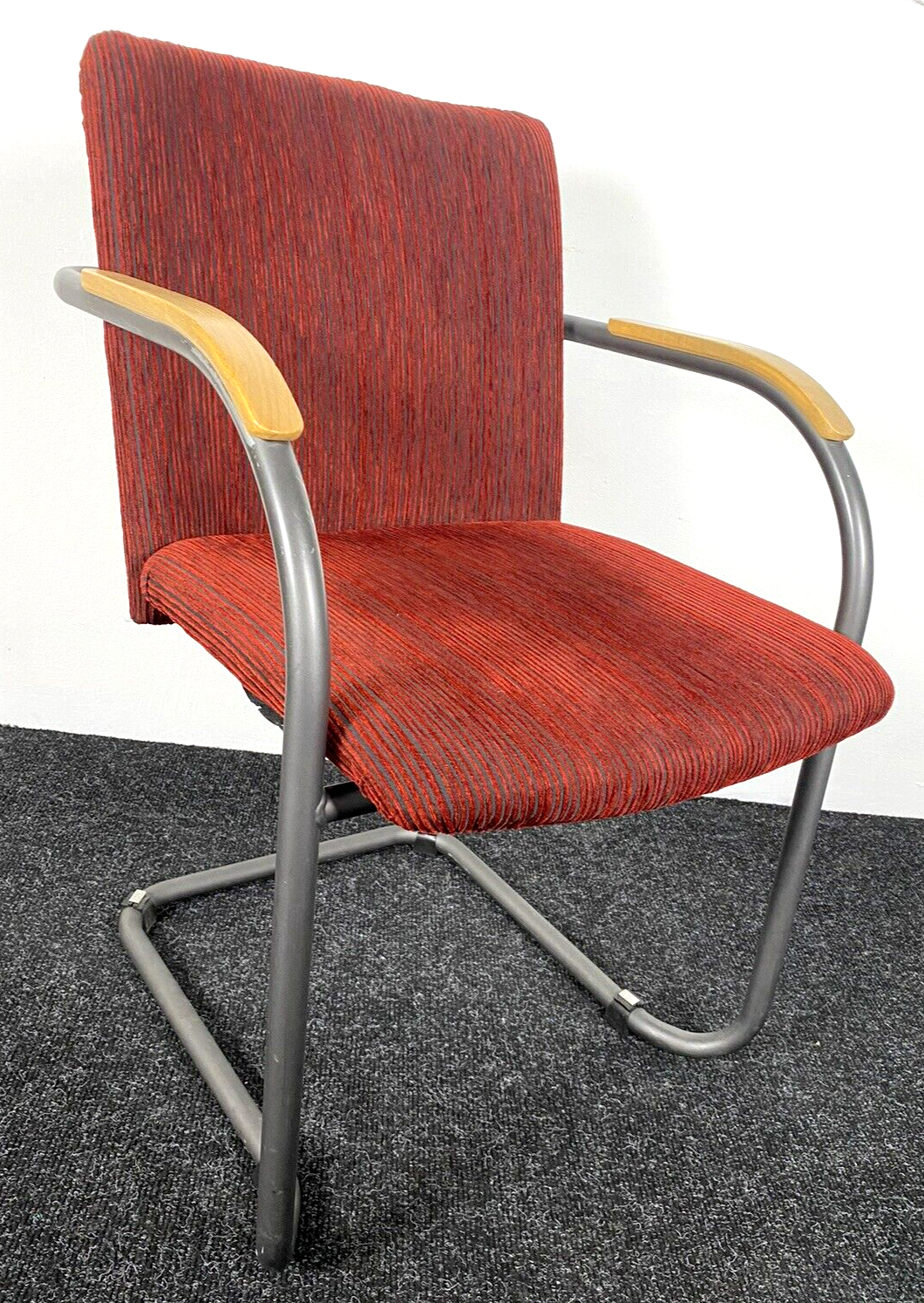 1 von 4 Armlehnstuhl Stahlrohrgestell Freischwinger Polsterstoff Bauhaus Vintage