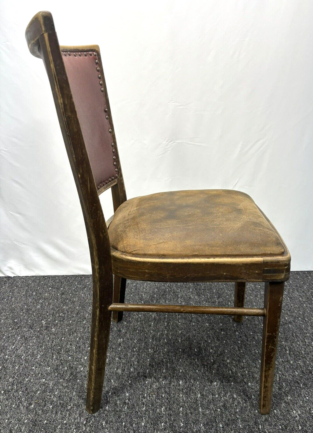 2er Set Küchenstuhl Esszimmer Holz Leder Art Deco Antik Vintage zur Restauration