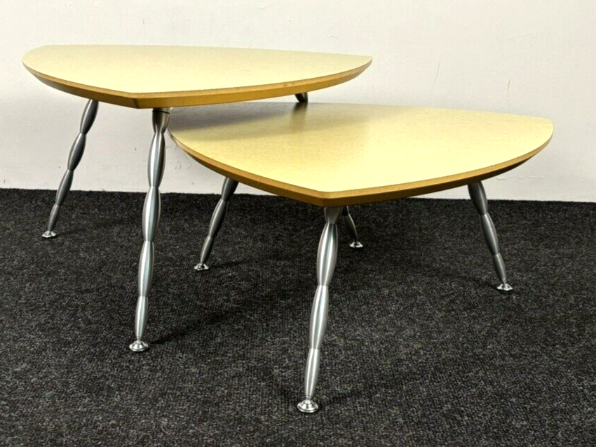 Design Beistelltische Tischset 2tlg Dreieck Dreibein Vintage Bauhaus Edelstahl
