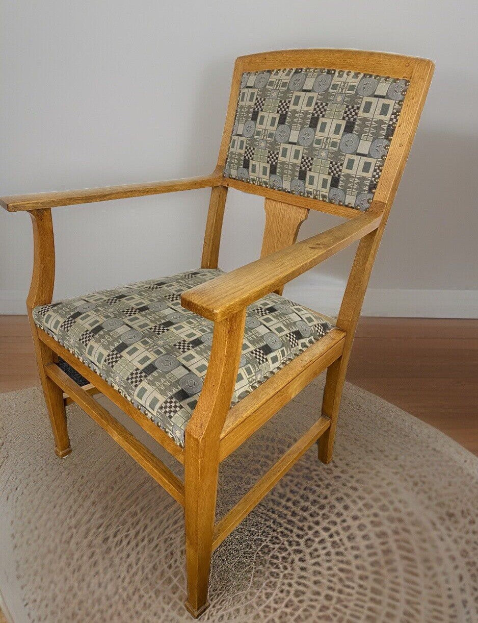 1von 5 Bürostuhl Stoff Wiener Werkstätte Entwurf Josef Hoffmann Art Deco Bauhaus