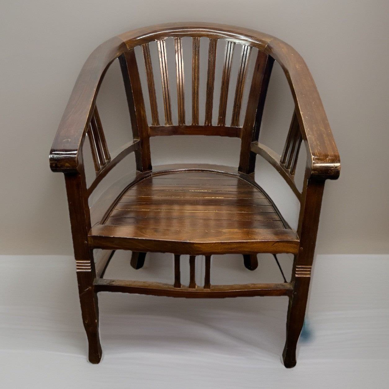 Teakholz Stuhl Kolonialstil Massivholz Armlehne Vintage Esszimmer Sessel 1