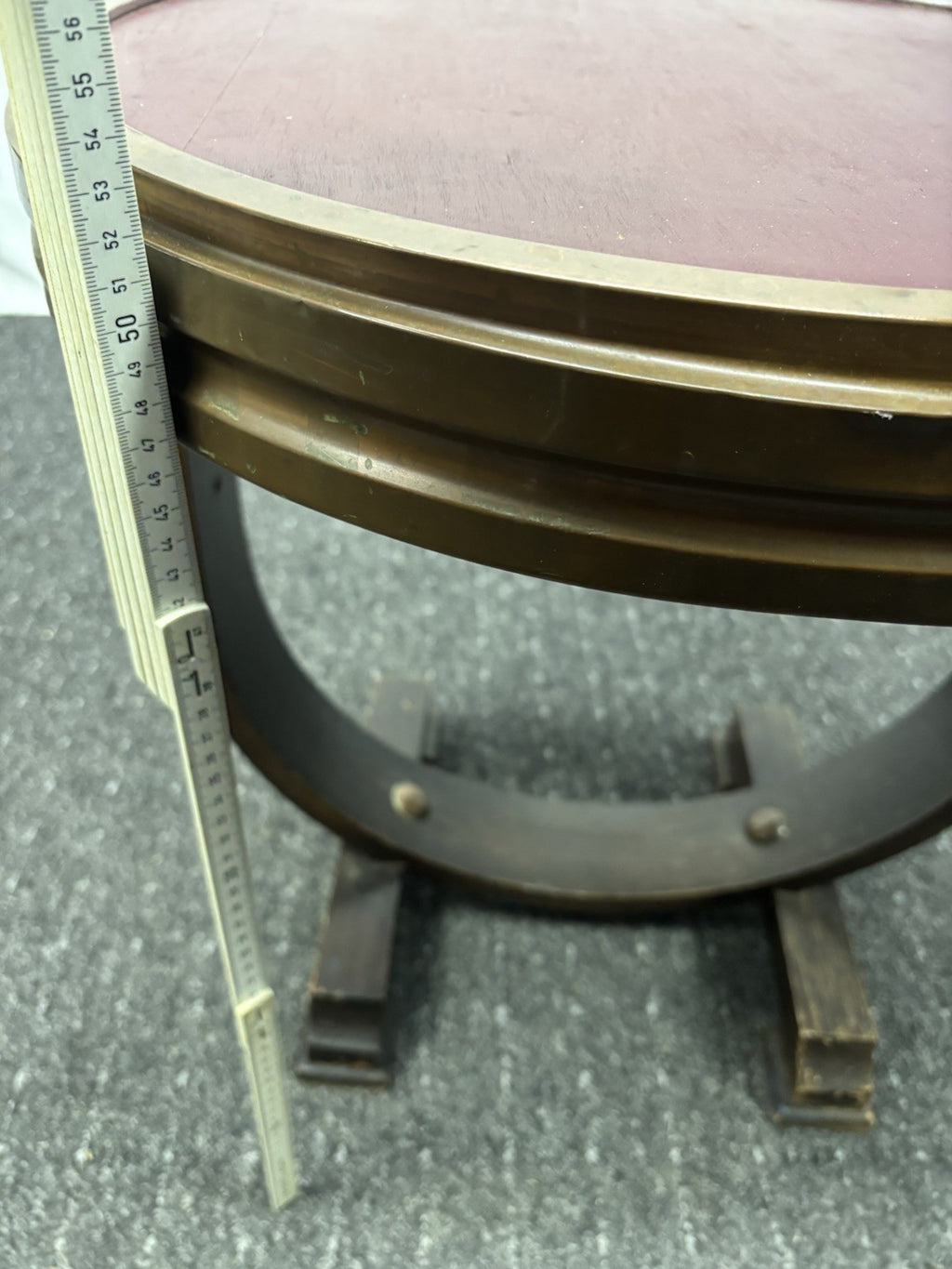 Tisch Rund Beistelltisch Art Deco Vintage Antik Kupfer Holz ca. 53 cm