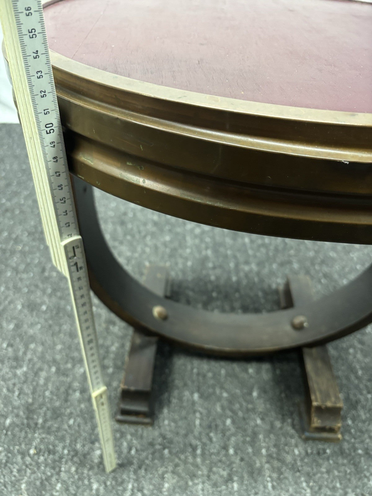 Tisch Rund Beistelltisch Art Deco Vintage Antik Kupfer Holz ca. 53 cm