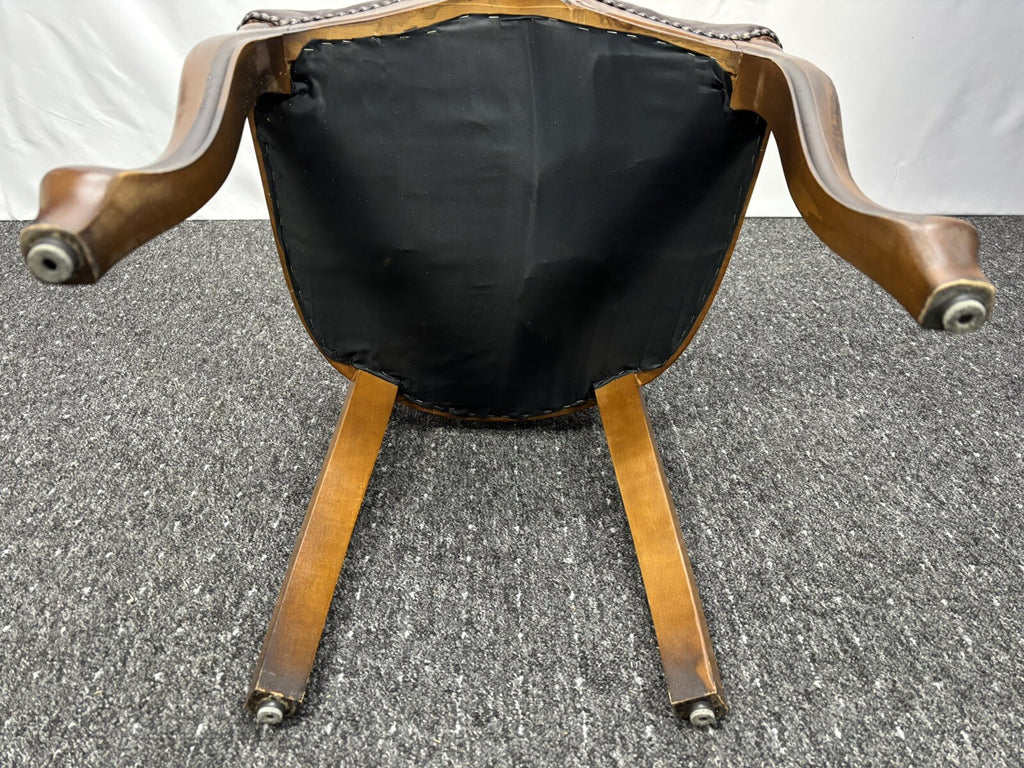 Stuhl Set 4tlg, Barock, Art Deco, Leder, Holzschnitzarbeiten, Esszimmer, Antik