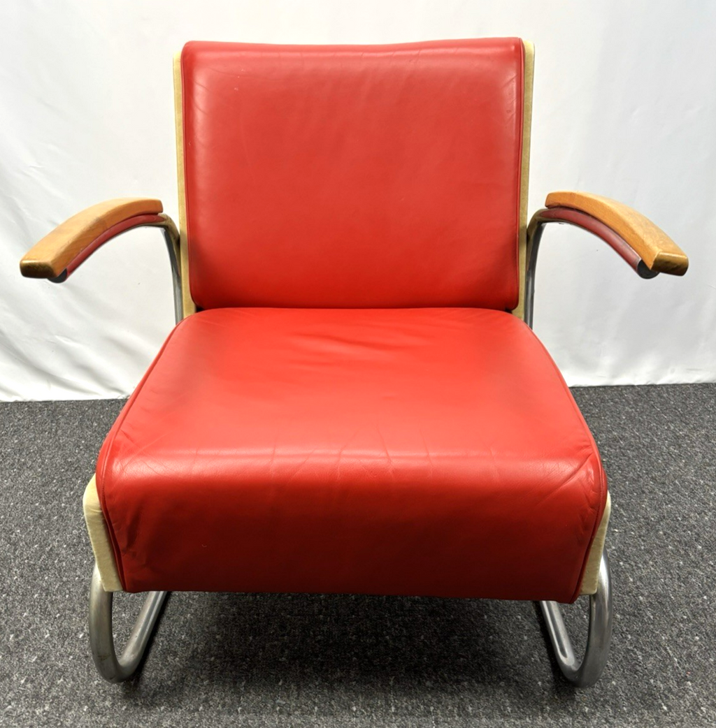 1 v. 2 Bauhaus Freischwinger Stahlrohr Sessel K411 Thonet / Walter Knoll 1930 er