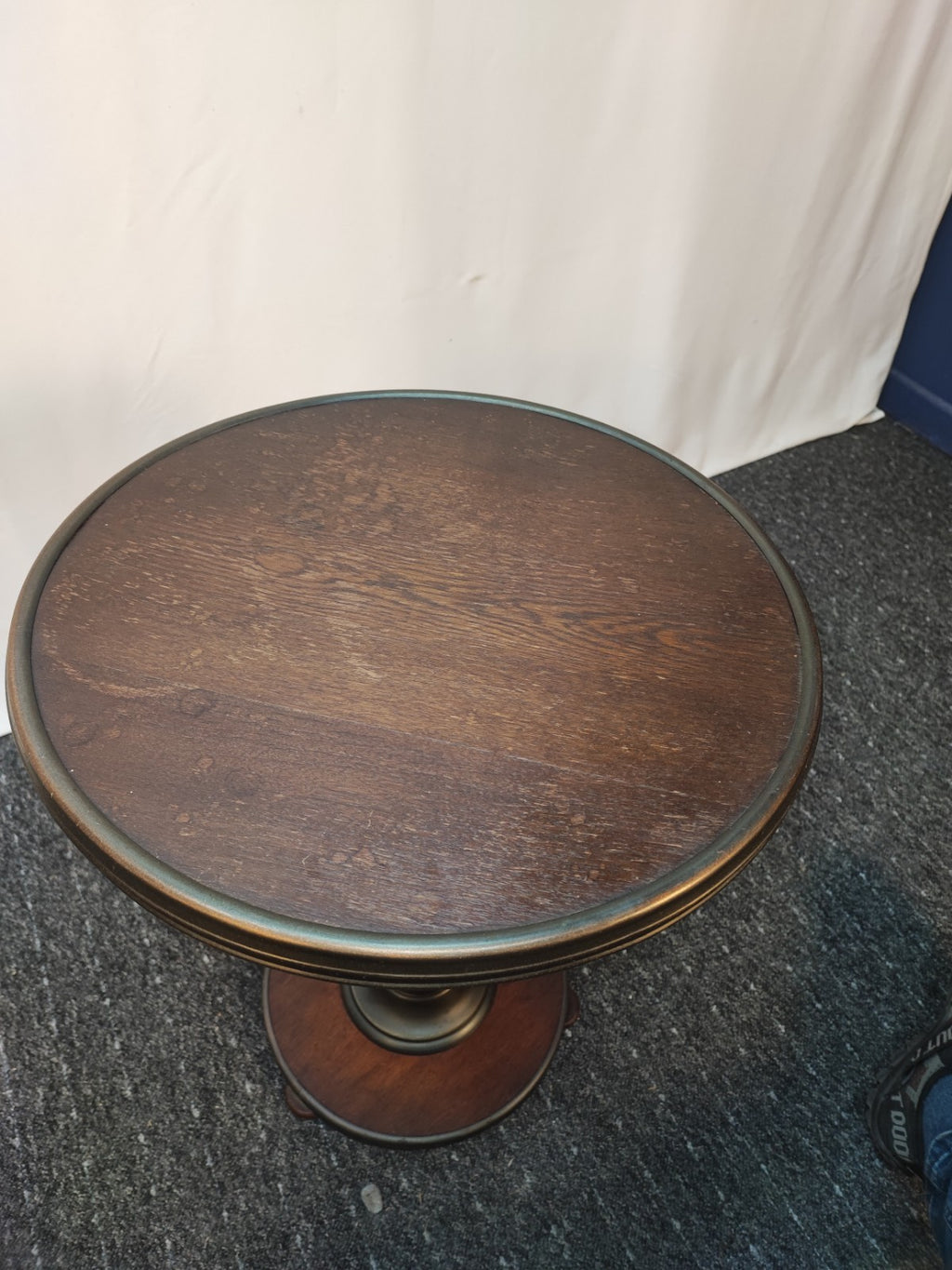 Vintage Guéridon Beistelltisch Säulentisch Holz Bronze Patina Historismus Antik