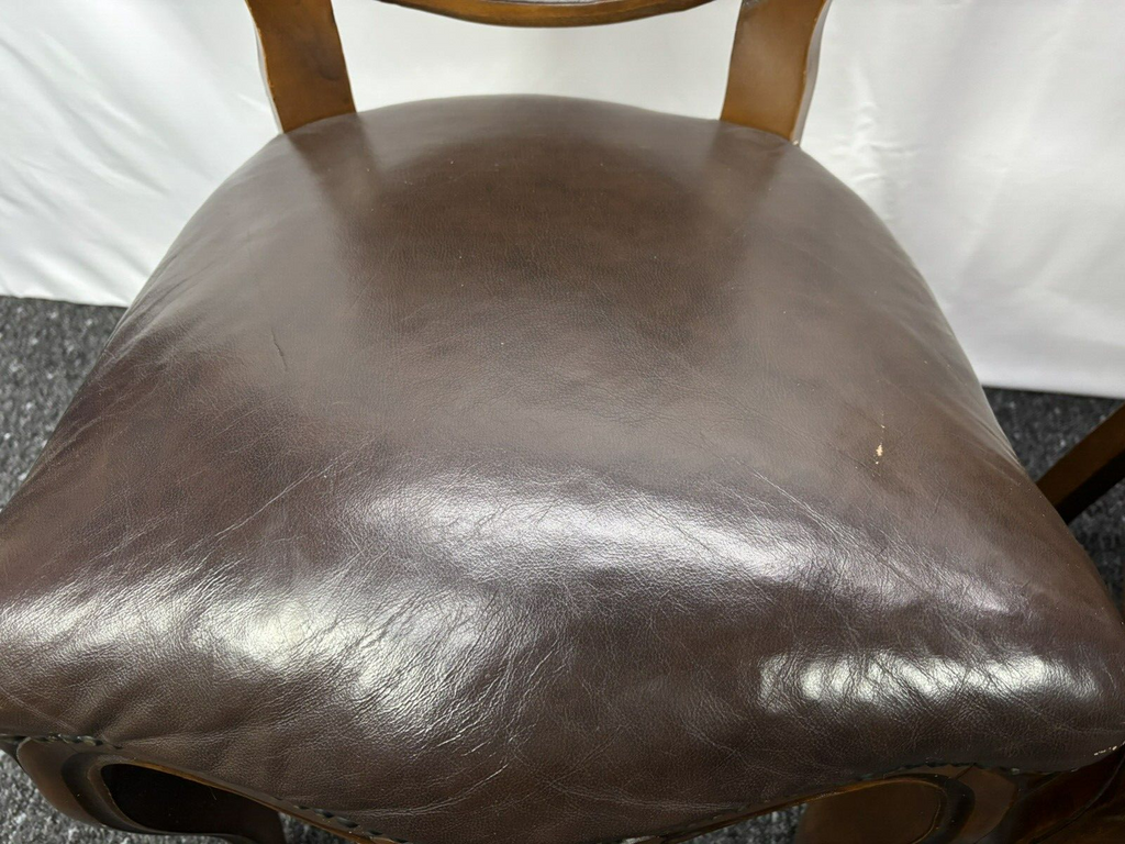 Stuhl Set 4tlg, Barock, Art Deco, Leder, Holzschnitzarbeiten, Esszimmer, Antik