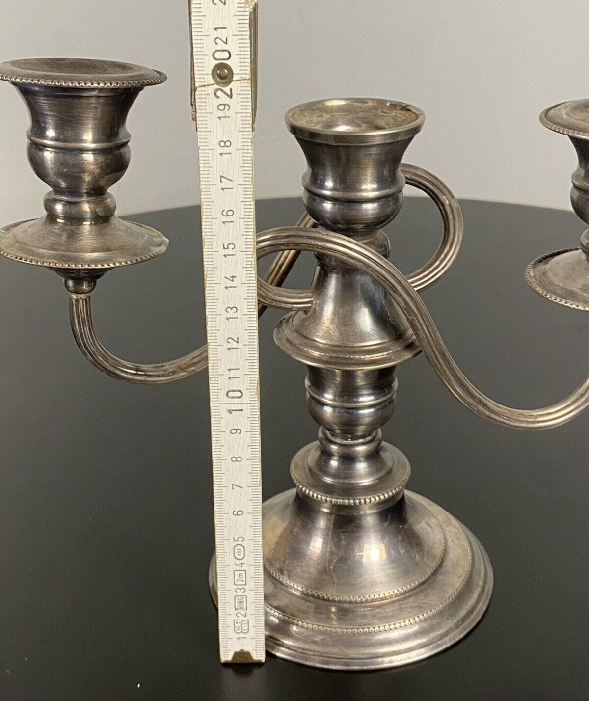 Kerzenständer Dreiflammig verchromt Kupfer Bauhaus 