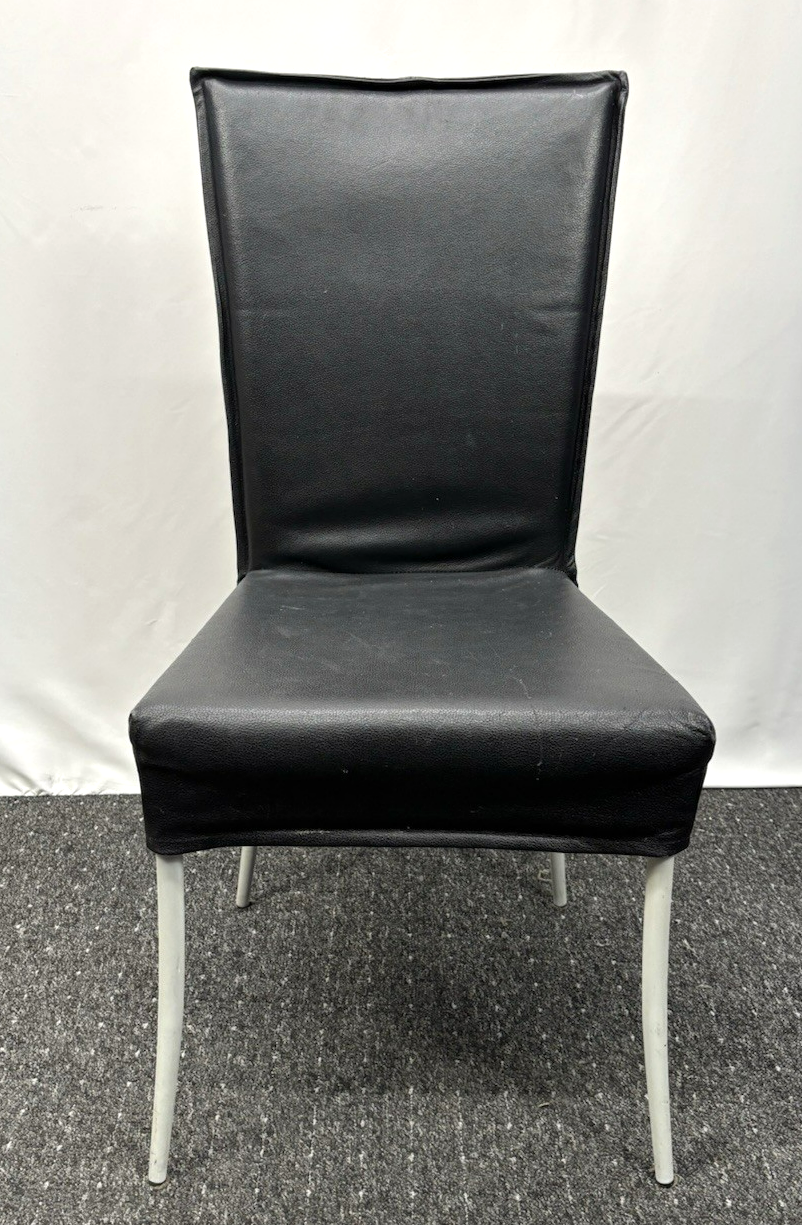 1 von 2 Hochlehner Esszimmer Stuhl Leder Vintage Stahlrohr schwarz Effezeta